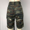 Women High-Waisted Worn Design Camouflage Print Denim Shorts