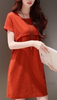 Women Fashion Minimalist Casual Solid Color Round Neck Short Sleeve Dress