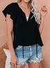 Women Fashion Summer Casual Floral Print V-Neck Short-Sleeved Blouse