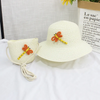 Kids Fashion Beach Shade Sunscreen Straw Hat Dragonfly Straw Bag Set