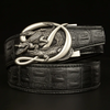 Men Fashion Casual Business Solid Color Leather Metal Buckle Crocodile Belt