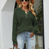 Women Autumn Winter Casual Solid Color Button Knitted Sweater