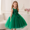 Kids Toddler Big Girls Casual Cute Party Mesh Bow Sleeveless Round Neck Tutu Princess Dress