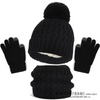 (Buy 1 Get 1) Kids Unisex Autumn Winter Fashion Casual Cute Color-Matching Hat Scarf Gloves Three-Piece Set