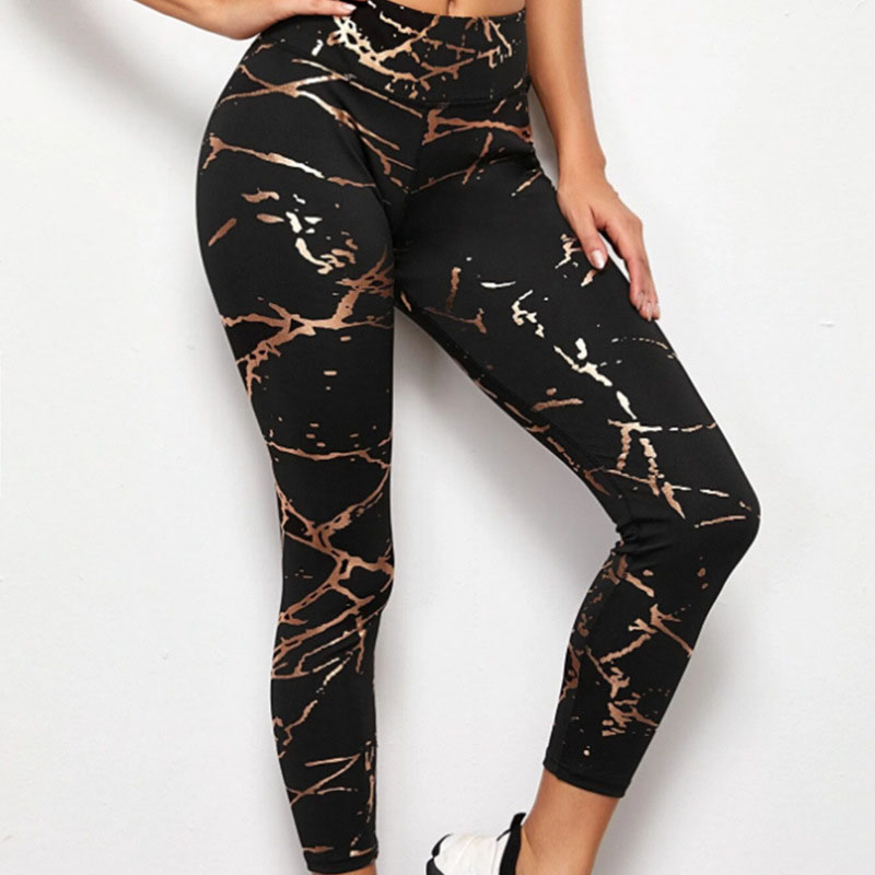 Women Leisure Marble Pattern Yoga Leggings