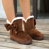 Women Winter Bow Decor Fleece Lined Plush Snow Short Boots