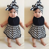 2pcs Baby Girls Stripe Print Sleeveless Bandage Dresses And Headband Set