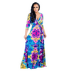 Women Ramadan /Eid Fashion Casual Printed V-Neck Long Sleeve Dress