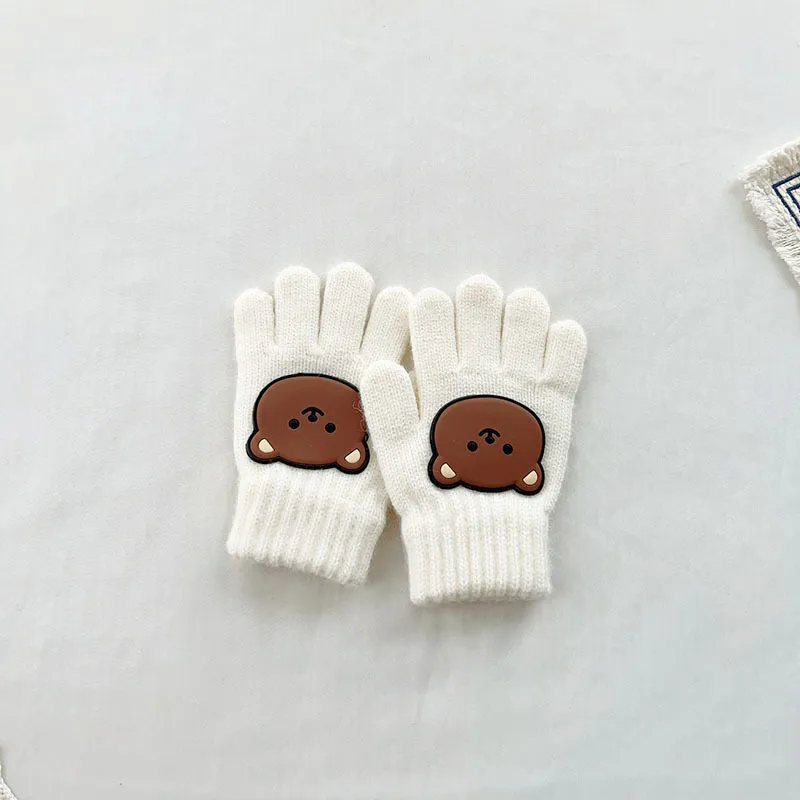 (Buy 1 Get 1) Kids Winter Cute Cartoon Bear Knitwear Finger Gloves