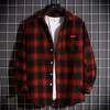 Men Casual Plaid Lapel Long Sleeve Flannel Shirt