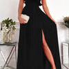 Women Elegant Solid Color One Shoulder Sleeveless Ruffle Side-Slit Dress