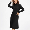 (Buy 1 Get 1) Women Elegant Autumn And Winter Solid Color High Collar Long Sleeve Knitted Pleated Dress