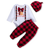 Kids Baby Boys Girls Christmas Bow Long Sleeve Round Neck Romper Played Trousers Sets