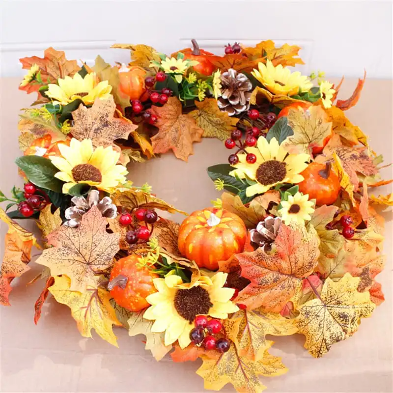 Pumpkin Maple Leaf Decoration Christmas Wall Hanging Wreath