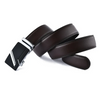 Men Fashion Casual Business Solid Color Leather Metal Buckle Belt