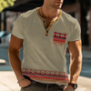 (Buy 1 Get 1) Men Casual Ethnic Print Short-Sleeved Polo Shirt