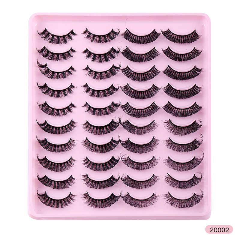 Women'S Natural Chemical Fiber Russian Volume Thick Artificial False Eyelashes 20 Pairs/Pack