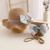 Fashion Bow Design Kids Girls Straw Woven Hat And Bag Set