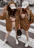 Autumn Winter Women Casual Solid Color Hooded Cardigan Coat