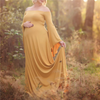 Women Fashion Solid Color Off-The-Shoulder Maternity Dress