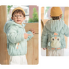 Kids Penguin Pattern Letter Printed Hooded Quilted Jacket