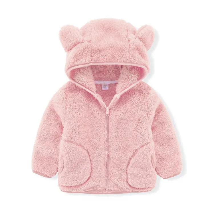 Kids Toddler Girls Boy Fashion Fall/Winter Candy Coral Fleece Jacket