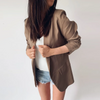 Work Women Lapel Solid Color Slim Fit Blazer