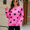 Winter Valentine'S Day Love Heart Print Pullover Women Knitted Sweater