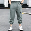 Kids Pure Color Big Pocket Style Cargo Pants