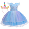 Kids Toddler Girls Fashion Party Cute Sweet Color Unicorn Pleated Sleeveless Mesh Party Tutu Dress