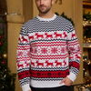 Fashion Winter Couple Men Women Christmas Round Neck Elk Jacquard Long Sleeve Knitted Sweater