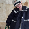 ( Buy 1 Get 2 )Kids Toddler Girls Spring Autumn Casual Cute Solid Color Sailor Suit Button Lapel Long Sleeve Coat