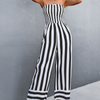 Women Classic Tube Top Print Stripe Jumpsuit