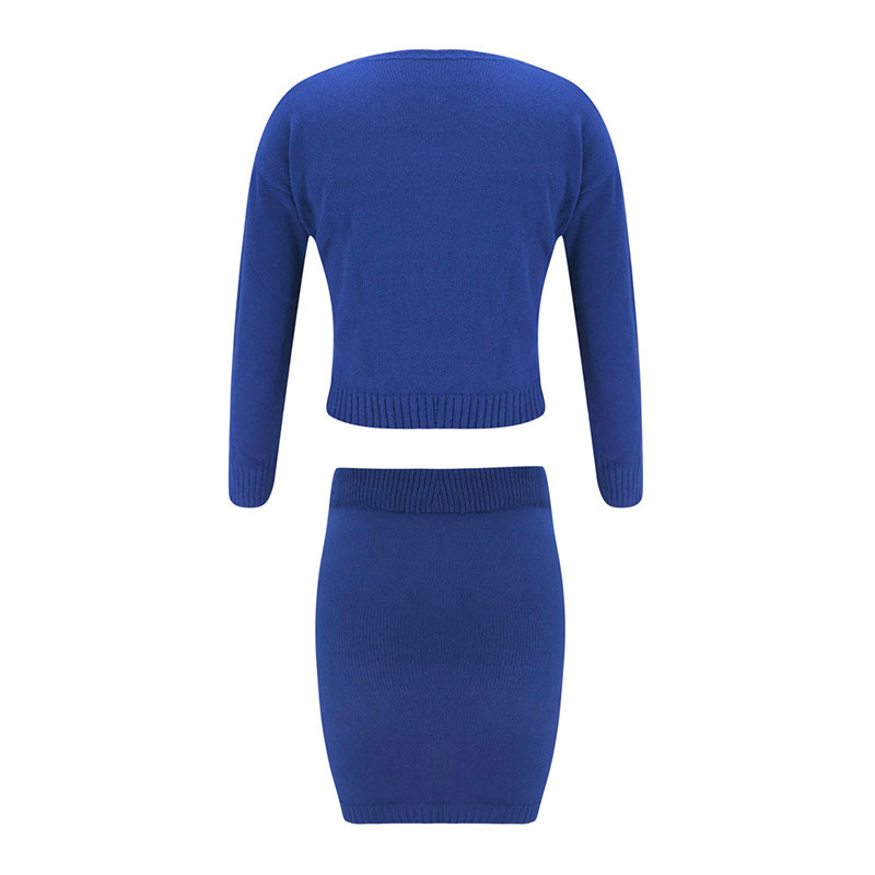 Solid Color Tube Top And Single-Breasted Cardigan And Bodycon Skirt Knit Three Pieces Sets