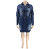 Women Plus Size Fashion Beaded Design Long-Sleeve Short Coat And Bodycon Skirt