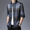 Men Color Blocking Long Sleeve Single-Breasted Shirt