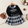 (Buy 1 Get 2) Children Fashion Plaid Print Girl Long Sleeve Plaid Print Two-Piece Set