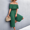 Women Solid Color One-Shoulder Loose Casual Sling Jumpsuit