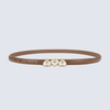 Women'S Fashion Casual Leather Pearl Thin Belt