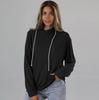 Autumn Women Drawstring Casual Solid Color Long Sleeve Sweatshirt