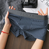 (Buy 1 Get 1) Men Simple Letter Stripe Cotton Mid Waist Boxer Pants