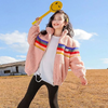 Kids Toddler Big Girls Autumn Winter Casual Cute Rainbow Color Lamb Zipper Stand Collar Long Sleeve Coat