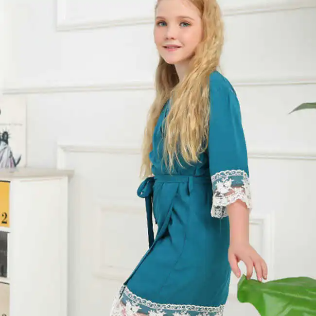 Children Solid Color Simple Loose Night-Robe