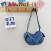 Kids Boys Girls Fashion Casual Cute Solid Color Denim Canvas Zipper Crossbody Bag