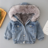 Kids Toddler Girls Boys Autumn Winter Fashion Casual Cute Solid Color Woollining Denim Coat