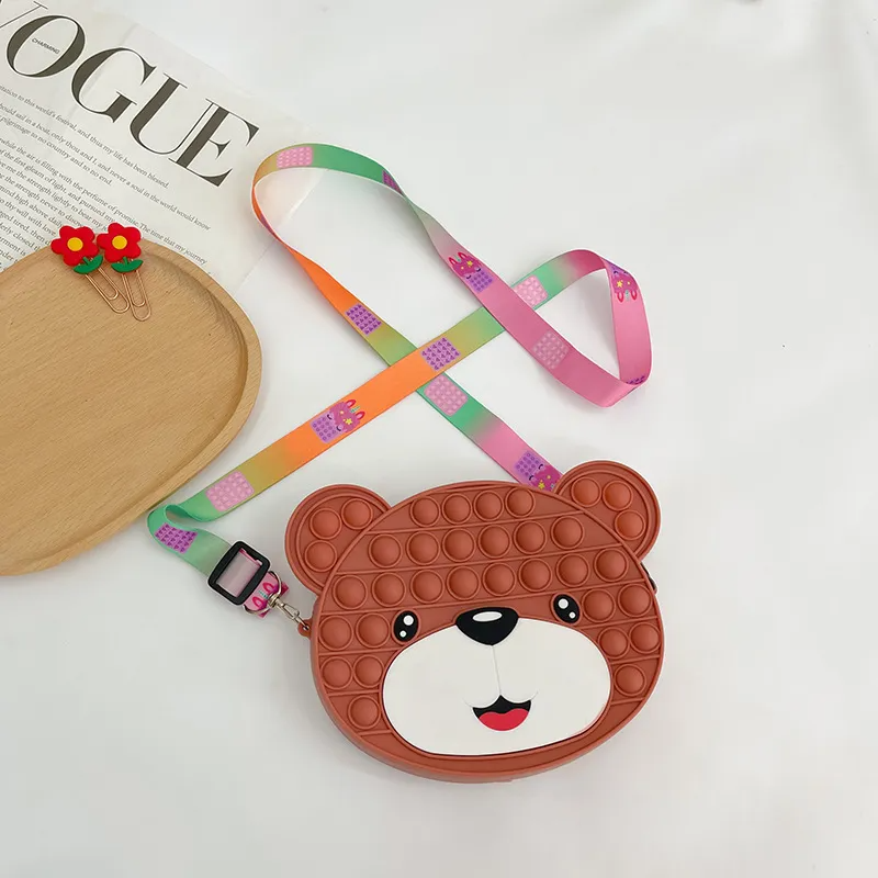 Kids Girls Fashion Sweet Candy Cute Cartoon Bear Silicone Mini Crossbody Bag