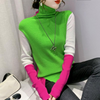 Women Fashion Stitching Pullover Turtleneck Sweater