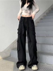 Women Retro Multi-Pocket Old Overalls Loose Straight Pants