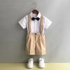 Kids Toddler Big Boys Summer Fashion Casual British Style Bow Shirt Suspender Trousers Boys Party Clothing Set