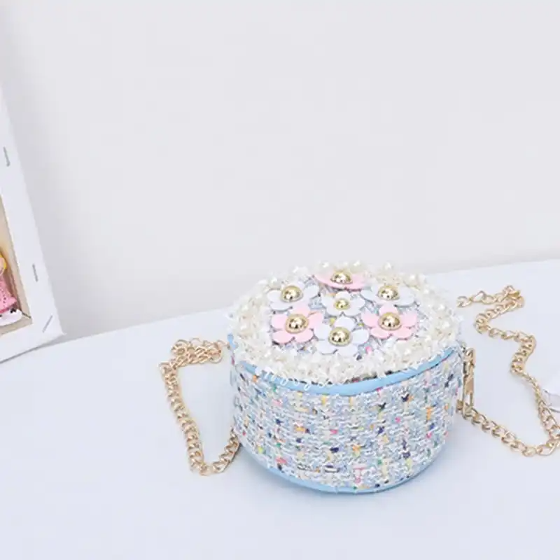 Girls Round Flower Decoration Crossbody Bag